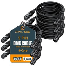 5 Pin DMX Cable 10 ft 6 Pack   4-Core Male to Female Stage Lighting DMX512 Ca...
