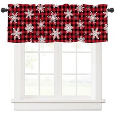 Christmas Snowflake Curtain Valances For Kitchen Window 54x18 Inch Xmas Winte...