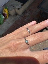Blue Opal Dainty Ring Sterling Silver Size 6 New
