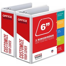 2 Pack 6 Inch Heavy Duty 3 Ring Binder with Locking D Rings  Pockets, Fits 8.5x