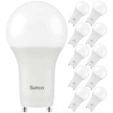 Sunco 10 Pack GU24 LED Bulb A19, 2 Prong Light Bulbs, 800 LM, 9W 60W Equival...