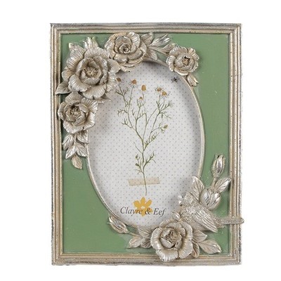 2F1116 Bilderrahmen Fotorahmen reichlich verziehrt mit Rosenblüten Clayre & Eef