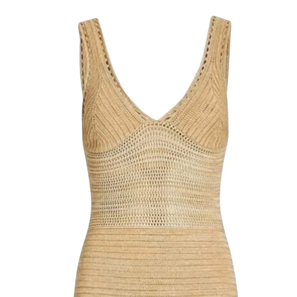 Maxi Vestido Torn by Ronny Kobo Para Mujer Beige Crochet Talla L Boho Chic Foto 4 de 4