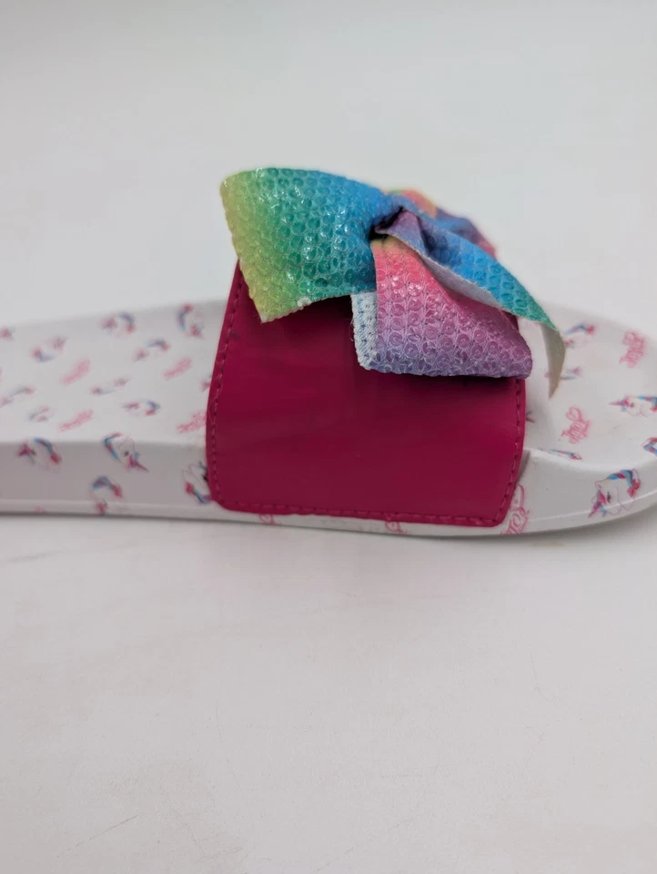Sandalias para niña JoJo Siwa Slides talla 4/5 lazo arco arco iris unicornio Foto 3 de 4