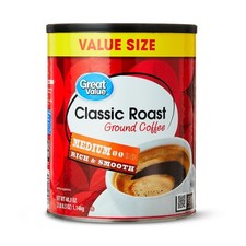 Great Value Classic Medium Roast Ground Coffee, Naturally Caffeinated, 40.3 oz 10.32 per pound