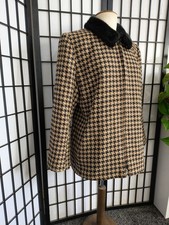Doganay Vintage Jacke Kunstfellkragen Hundezahn Design 60% Wolle Größe 14