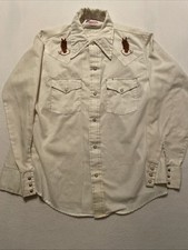 Vintage Custom Embroidered Horses Rappers Western Wear Pearl Snap Shirt Wagon M
