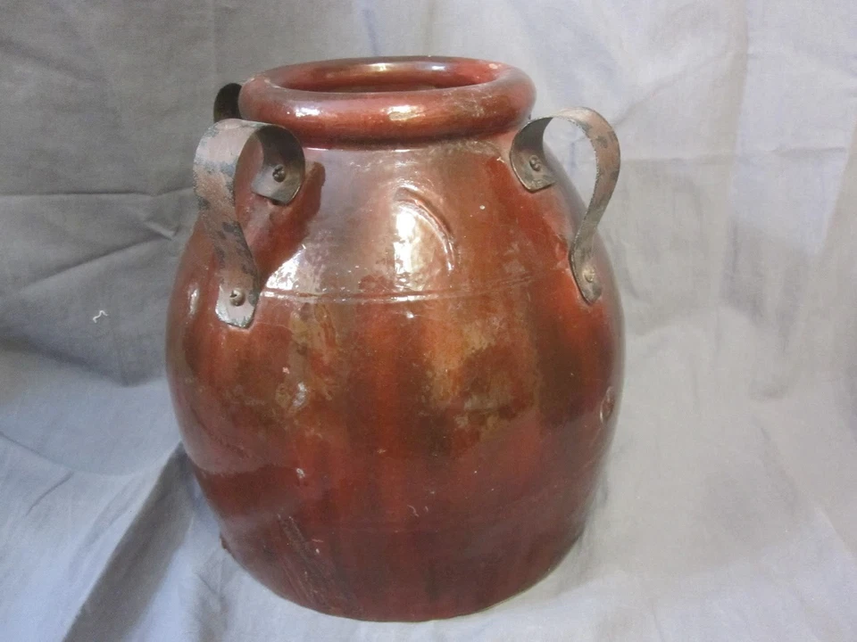Michael Aram großer glasierter Terrakotta Confit Topf mit Griffen - sehr selten - Bild 3 von 4