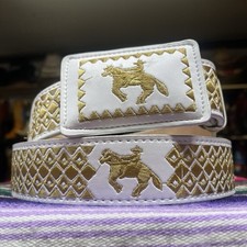 Horse Rider Embroidered Belt. Western Cowboy Leather Belt. Cinto Vaquero De Piel