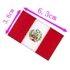 Peru Flag Embroidery Patch 6.3cm Wide Iron On Sew On Backing