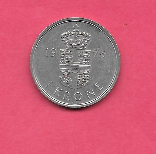 DENMARK DANISH KM852.1 1975 XF-SUPER FINE CIRCULATED OLD VINTAGE KRONE COIN