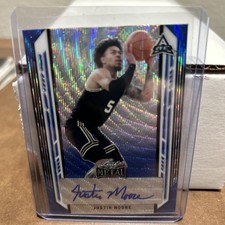 JUSTIN MOORE AUTO ROOKIE 2022 LEAF METAL BASKETBALL BLUE WAVE AUTO#/30