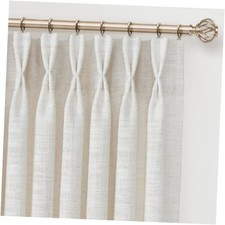 Memory Trained Pinch Pleated Curtains 102 40"W x 102"L Pack of 2 Beige White