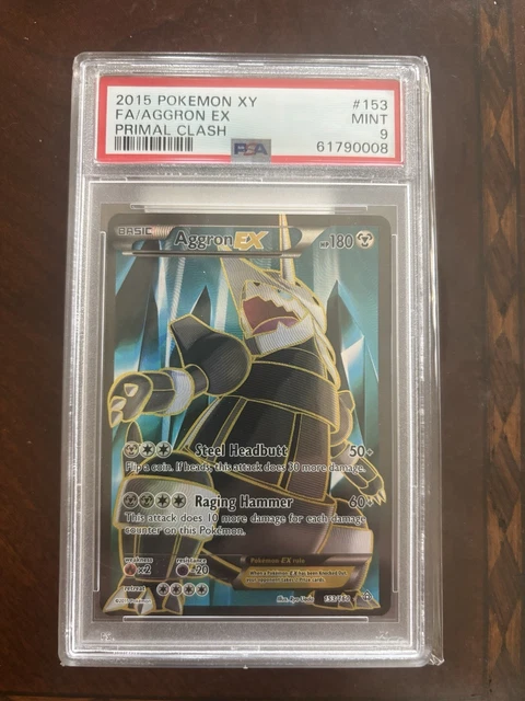 Pokemon 2015 XY Primal Clash Aggron EX Full Art Holo PSA 9 153/160