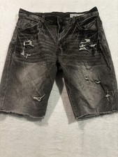 Smoke Rise Shorts Men 34 Denim Distressed Ripped Cutoff Gray Grunge Y2K