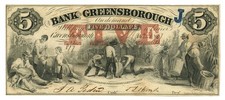 1857 Bank of Greensborough Georgia $5 Obsolete GA165-G6a (68441)