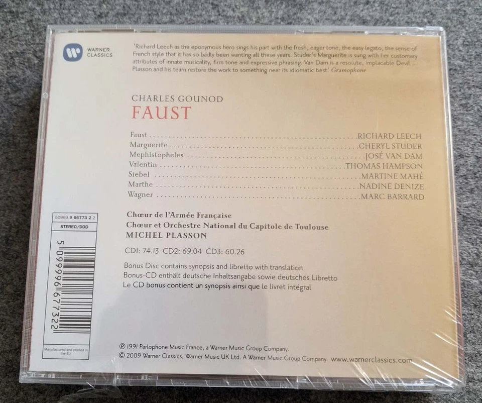 Gounod Faust - Studer, Leech, Van Damm, Hampson, Plasson - 4 CDs NEU + OVP - Bild 2 von 2