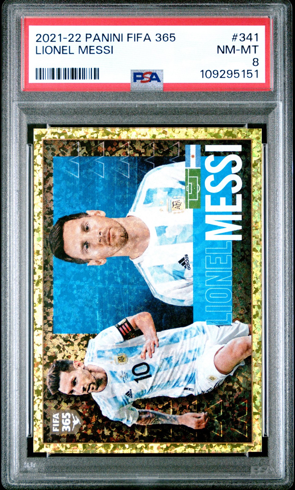 2021 PANINI FIFA 365 #341 LIONEL MESSI PSA 8