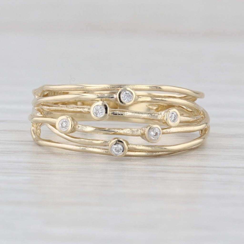 Diamond Dots Orbit Multiband Ring 14k Yellow Gold… - image 2
