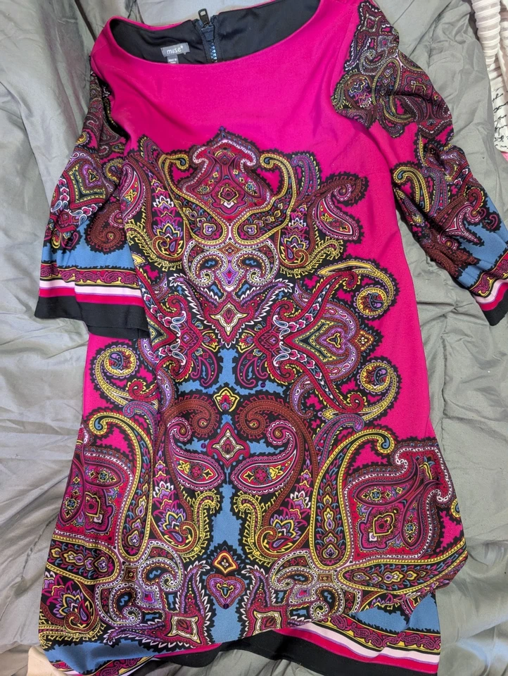 Vestido túnica Muse para mujer 14 multicolor cachemira cuello redondo manga larga cremallera trasera Foto 2 de 3