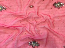 Georgette Dupatta Scarf Vintage Indian Embroidered Long Stole For Woman LD7221