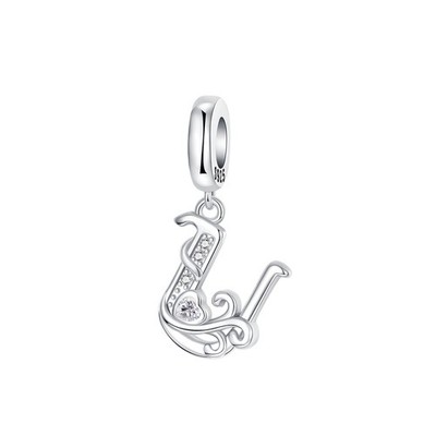 925 Sterling Silver Letter Charms Fit for Charms Bracelet and Necklace Alph - 21