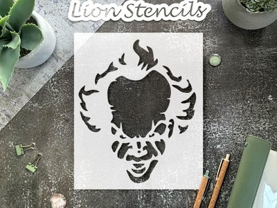 Evil Clown Custom Painting Stencil for Spooky Themed Projects - StencilAir