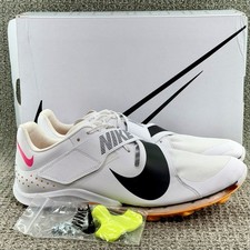 Nike Air Zoom LJ Elite Salto Largo Blanco Rosa Pista Spike CT0079-101 Para hombres Talla 12