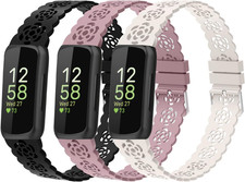 3 Pack Lace Silicone Bands Compatible with Fitbit Inspire 3/2/HR, Adju
