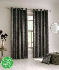 ENHANCED LIVING next Thermal Blackout Curtains 168 W X 137 Charcoal Silver Halo