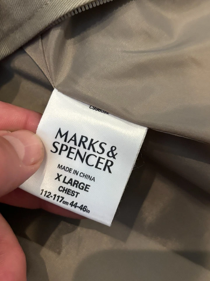 Marks & Spencer Jacket Mens XL Beige Full Zip Cotton Casual Mid Weight M&S - Image 3 of 4