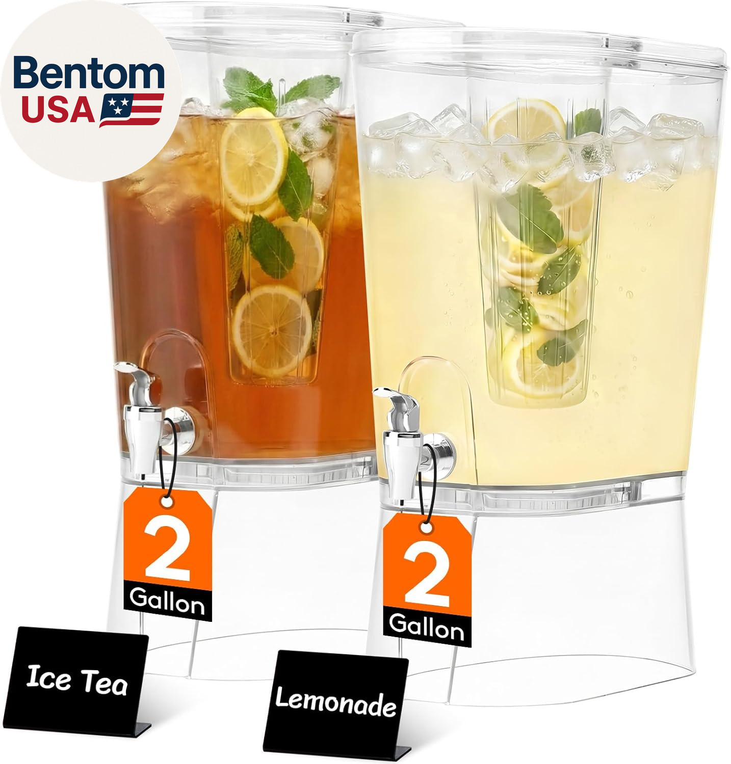 2 Gallon Drink Dispenser for Parties 2 Pcs, Large Plastic Be