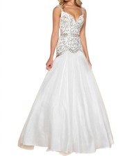 Mac Duggal Beaded Bodice Fit And Flare Ball Gown Size 6