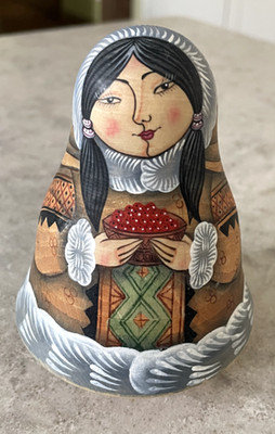 G DeBREKHT HANDPAINTED  RUSSIAN ESKIMO ROLY POLY CHIME FIGURINE