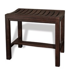 CONSDAN Solid Oak Wood Shower Bench, 21'' Bathroom Curved Slat Shower Seat