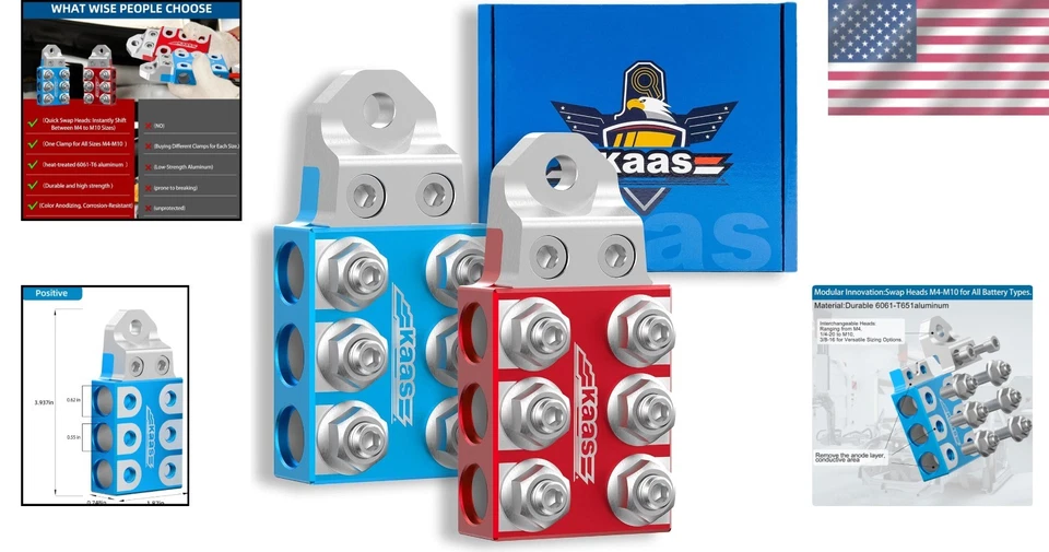 Modular Heavy-Duty Battery Terminal Connector for 8AWG to 4/0 AWG Versatility - Image 2 of 4