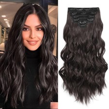 Fliace 20" Wavy Hair Extension 6 Pcs Brown quality daily fashion wear natural