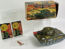 Vintage Daiya X-58 Tin Litho US Army Tank Battery Operated With Box