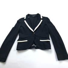 Express Design Studio 2 Womens Rayon Single Button Blazer Jacket Black PLS READ