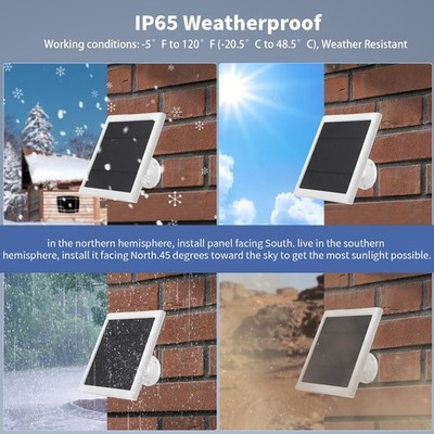 Solar Panel for Ring Camera(2nd Generation) Dustproof Waterproof White Grey  | eBay