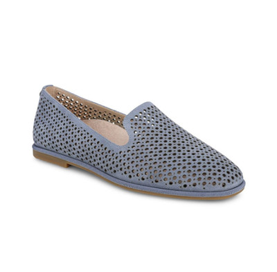 NEW VIONIC Willa 2.0 Perf Slip on Flat, Pacific Blue Suede (MEDIUM)