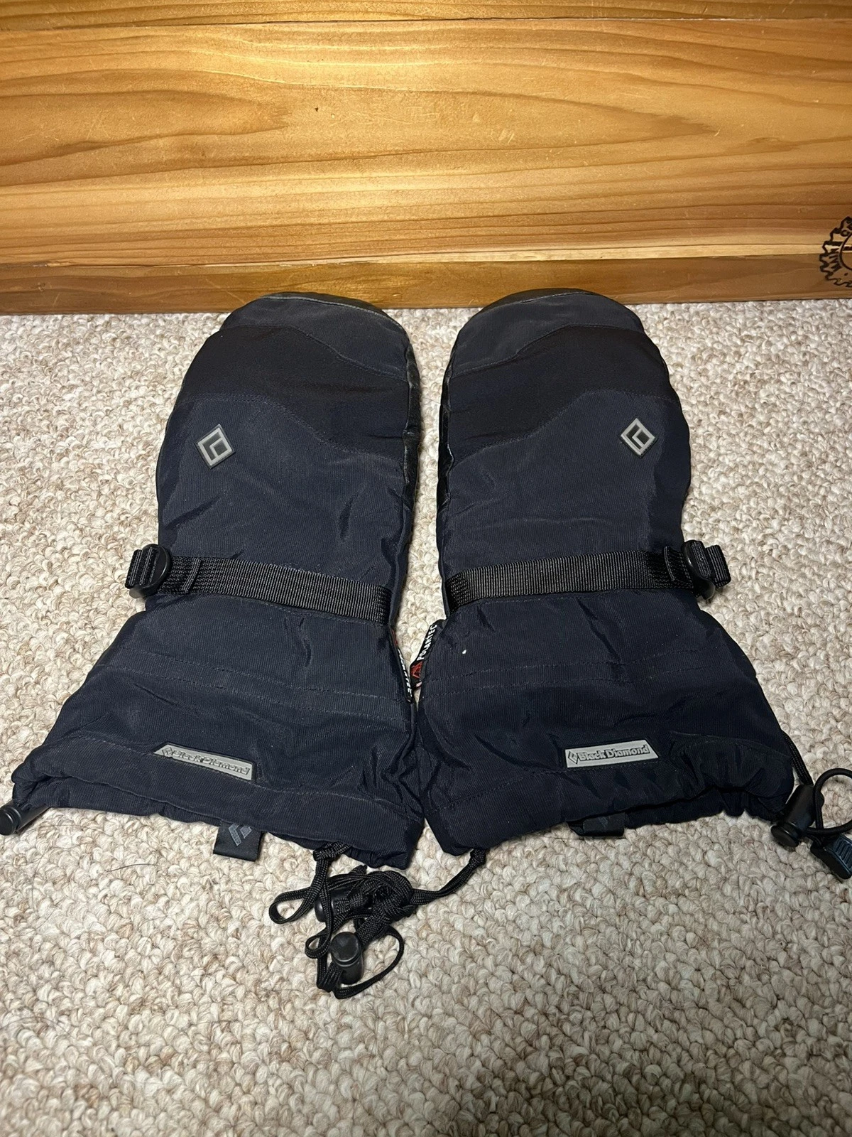 Black Diamond Leather Palm Polartec Ski Mittens Winter Snow Gloves Size M