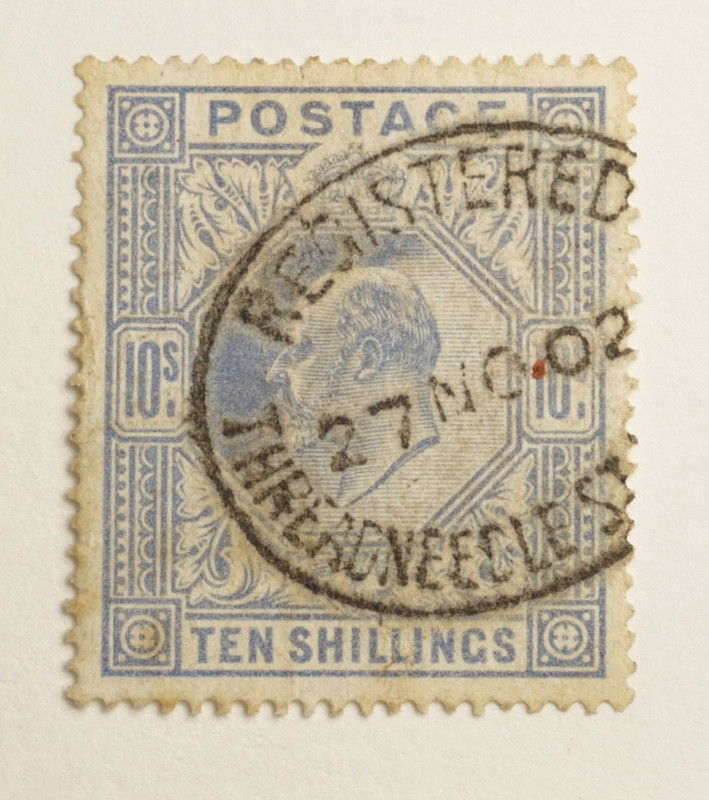 GB 1902 10s Ten Shillings King Edward VII High Value Used Stamp Registered