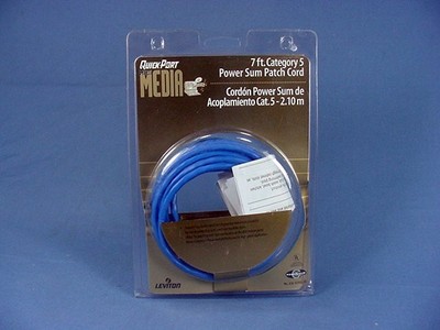 Leviton 52454-7R Blue Cat5 7ft Ethernet Cable LAN Data Center Patch Cord Network