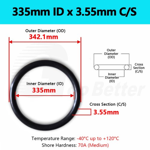 3.55mm Cross Section NBR 70 O-Ring Nitrile Rubber 7-360mm ID Oil Resistant Seals - Picture 133 of 138