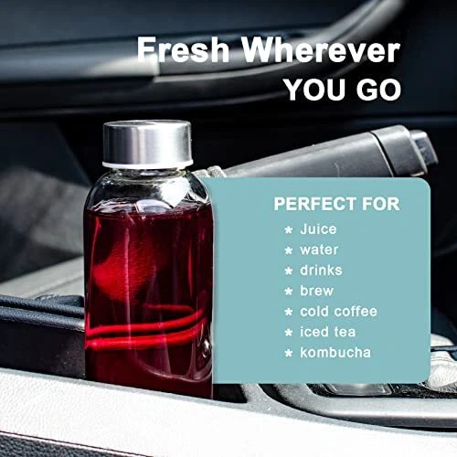 Botellas de vidrio transparente con tapas Botellas de agua de vidrio reutilizables de 18 oz con mancha... Foto 3 de 4