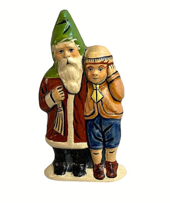 Vaillancourt Father Xmas With Arm Around Boy Santa Club 2002 2.5'' #MS25 EVC