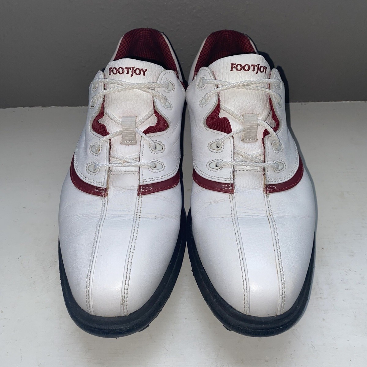 Footjoy Golf Shoes Cleats 9M White Red Style 98322 Lace Up  display picture 3