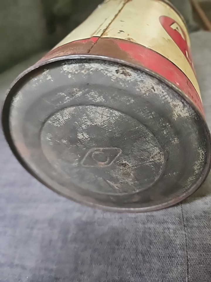 Vintage 5lb AMALIE Grease Can Viscous Pressure No 2 gas oil garage sign