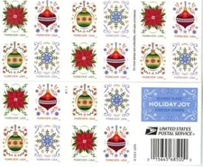 US SCOTT 5941 - 5944 BOOKLET OF HOLIDAY JOY 20 STAMPS FOREVER MNH